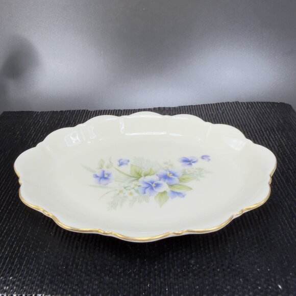Vintage Pickard Fine China Porcelain Trinket Dish Tray USA Decorated Blue Flower - Picture 10 of 10
